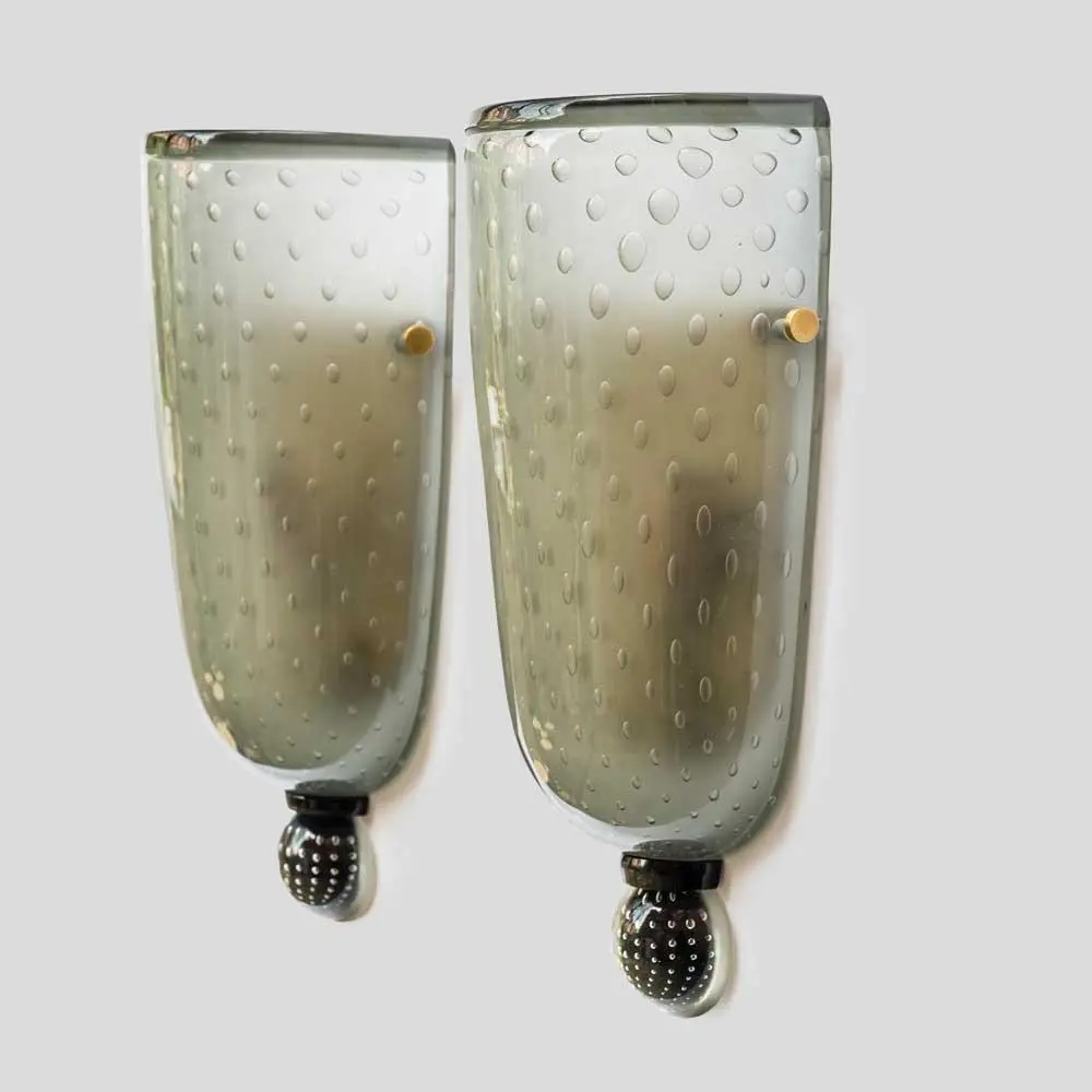 Smoke Grey Glass Wall Lights from Seguso, 1960s, Set of 2