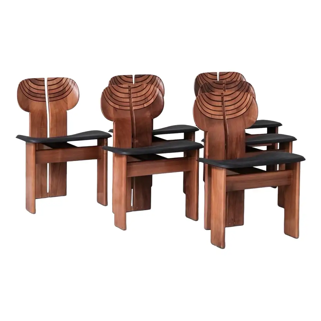 Afra & Tobia Scarpa Set of Six “Africa” Dining Chairs for Maxalto Italy, c. 1975