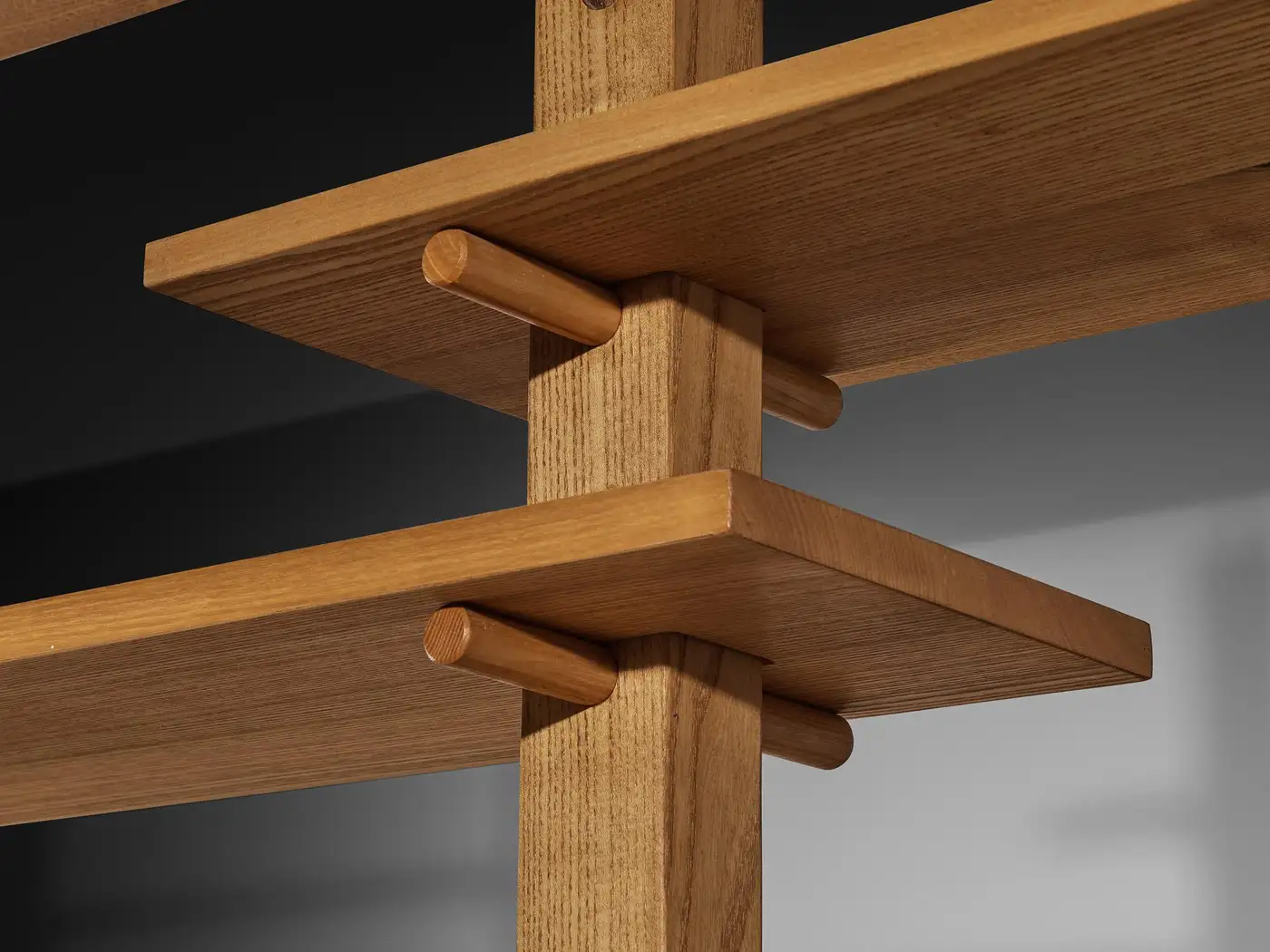 French Mid-Century Modern Bookcase or Shelf Unit in Solid Ash