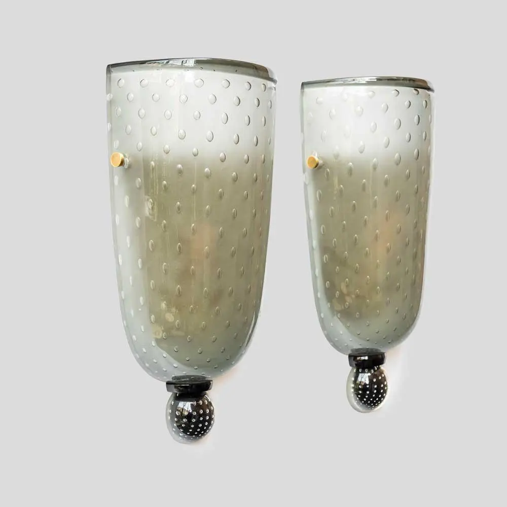 Smoke Grey Glass Wall Lights from Seguso, 1960s, Set of 2