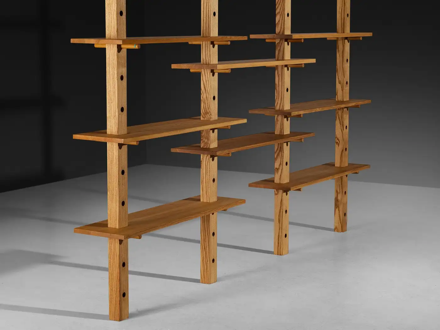 French Mid-Century Modern Bookcase or Shelf Unit in Solid Ash